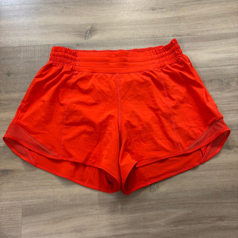 Lululemon Hotty Hot High-Rise Lined Short 4" Lulu Red Women Size 10